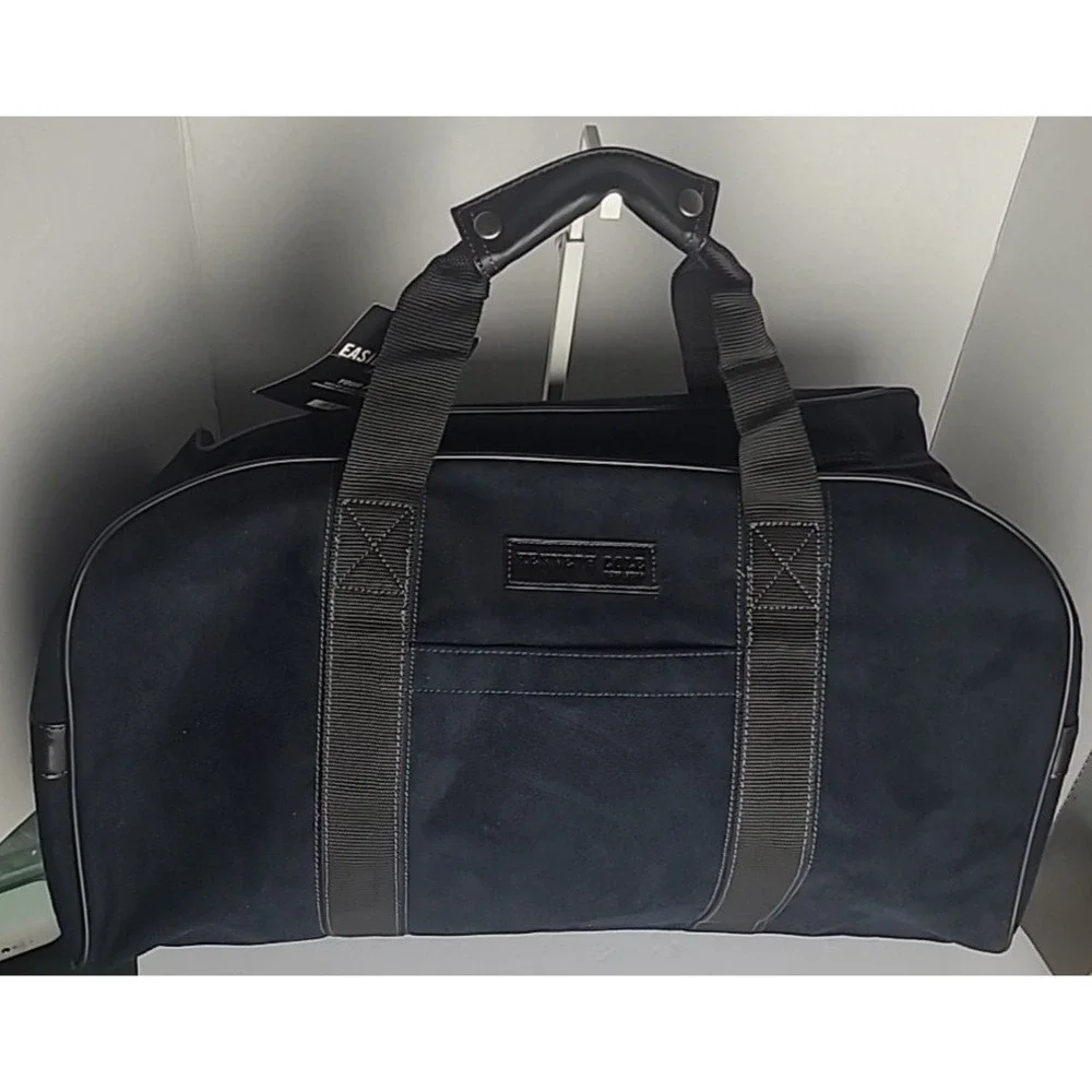Kenneth Cole Duffel Bag Black New With Tags Faux Suede Travel Weekender Carryon